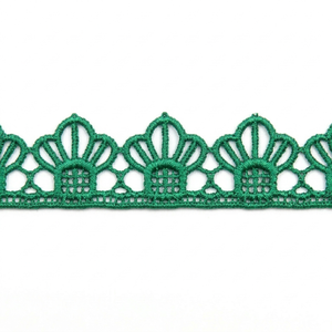 15mm <b>Emerald</b> Green Floral Guipure GPO Lace Trim Customizable Manufacturer Supplier 20 Meter Packing for Table Linen Curtains - Product Image 3