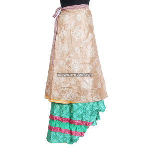 Fancy Reversible Silk Long <b>Wrap</b> Skirt Silk Pareo <b>Sarong</b> Beach Long <b>Wrap</b> Around Skirt Wholesale - Product Image 4
