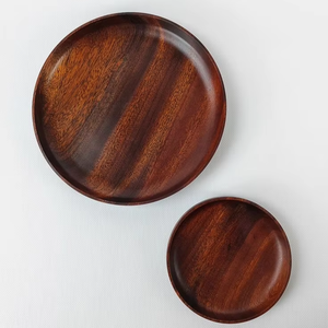 จานไม้ ภาชนะไม้ จานไม้เรียบสำหรับโต๊ะอาหาร - Product Image 1