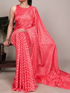 Indian Traditional Ethnic Casual Satin Silk <b>Saree</b> in Printed for Daily Wear and Festive Function for Women Trendy Fancy Outfit - Product Image 2