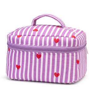 Printed Quilted Cotton Case | Vintage Zipper Closure | Water Resistant Reusable Shopping <b>Travel</b> Daily Utility Carry <b>Bag</b> | Custom - Product Image 1