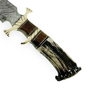 Custom Handmade Damascus Steel with <b>Bone</b> <b>Handle</b> Fixed Blade <b>Knives</b> Outdoor Camping <b>Knife</b> with Leather Sheath - Product Image 2
