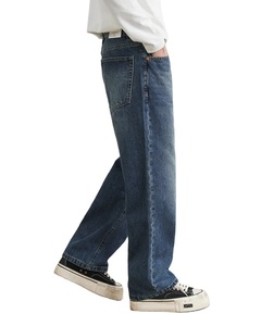 ใหม่2025กางเกงยีนส์ลายตารางสำหรับผู้ชายกางเกงยีนส์ทรงหลวมเอวตรงขอบกลางสุดหรูคุณภาพสูงสำหรับนักธุรกิจพักผ่อน - Product Image 1