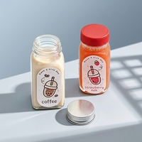 Bouteille en verre mini rechargeable vide de 60 ml avec bouchon à vis pour jus, lait, thé, boba, café et autres boissons