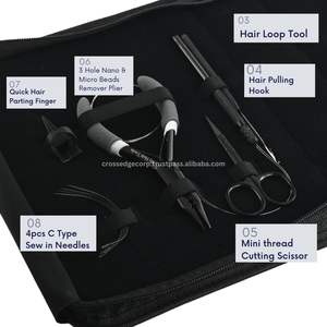 Kit completo de herramientas de extensión de cabello, herramientas de gancho y bucle de tracción de cuentas, kit de herramientas de peinado de trama, alicates de cuentas, agujas para coser y tijeras - Product Image 3