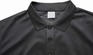Customizable Men's Black for Shirt Short Sleeve Solid Cotton Knitted Fabric Front Logo Casual Breathable Regular Fit China ODM - Product Image 4