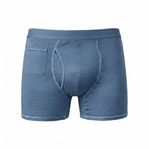 Calzoncillos bóxer para hombre con bolsillo, color liso, tiro medio, de punto, spandex modal, ropa interior transpirable, diseño sin costuras - Product Image 6