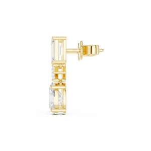 ต่างหูเพชรทรงหยดน้ำหลายเหลี่ยมเจียระไนจาก Designer Lab Grown ทองคำแท้ 14k สีเหลืองทอง ดีไซน์ทันสมัย สวยสง่า พร้อมใบรับรอง GRA สำหรับผู้หญิง - Product Image 2