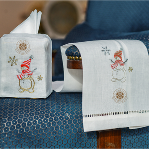 Juego de bordados de muñecos de nieve alegres que iluminan baños y reuniones familiares festivas con un encanto reutilizable. - Product Image 1