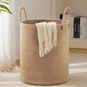 Clothing Organizer Foldable Collapsible Stackable 100% Cotton <b>Storage</b> <b>Basket</b> - Product Image 3