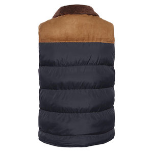 Men's <b>Black</b> Puffer <b>Vest</b> With Brown Fur Collar Button Closure Windproof Casual Winter Outerwear 100% Polyester - Product Image 2