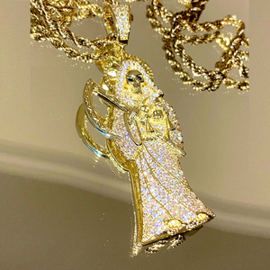 Pendentif Grim Reaper Iced Out en Moissanite et Diamant, Argent 925 Plaqué Or, Collier Hip Hop - Product Image 4