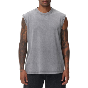 Customized Logo Men Tank Top Streetwear <b>Drop</b> Armhole Sleeveless Tee Vintage Style Gym Vest For Men Custom Color Tank Tops - Product Image 1