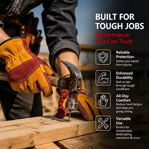 Gants de travail en cuir, style tendance, best-sellers, adaptés aux travaux de construction, au jardinage, résistants à l'usure, gants de sécurité - Product Image 5