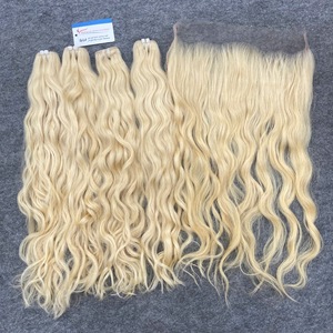 ผมต่อเวียดนามแท้สี 613 แบบลูกไม้ปิดหน้าผาก 5x5 HD Lace Closure สีบลอนด์ธรรมชาติแบบลอน - Product Image 4