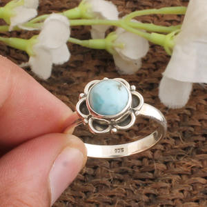 Bague en larimar bleu naturel, argent sterling 925, bague en pierre océanique, vente en gros, bijoux en larimar dominicain authentique pour femmes - Product Image 2