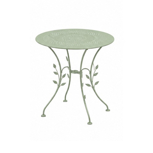<b>Round</b> Metal Outdoor <b>Table</b> with Ornate Scroll Legs in Teal Finish Traditional Design Durable Frame - Product Image 6