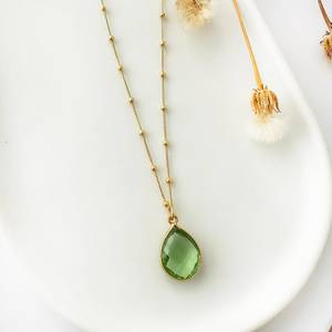 <b>Raw</b> Peridot <b>Crystal</b> Pendant Satellite Gold Plated Chain Green Gemstone Jewelry 925 Sterling Silver Engagement Gift for Her - Product Image 6