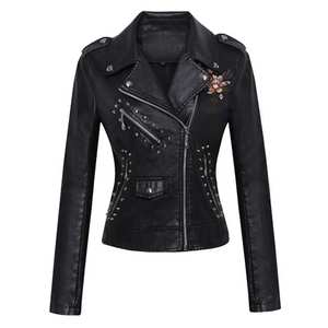 Chaqueta de Cuero para Mujer, Diseño Moderno y Elegante 2026, Chaqueta de Cuero con Tachuelas de Alta Calidad y Diseño Personalizado - Product Image 1