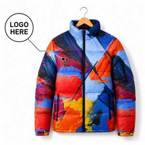 Veste matelassée camouflage réversible imperméable et coupe-vent avec logo personnalisé, style mode urbaine, inspirée des insignes maçonniques. - Product Image 1