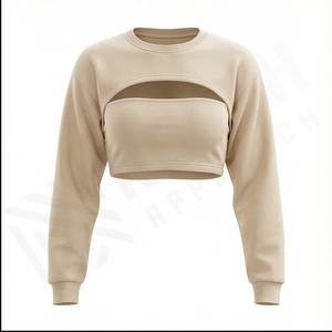 Sudadera de mujer de manga larga de alta calidad Sexy Drop-shoulder Unisex multicolor cuello redondo suéter de punto con sudadera única - Product Image 2