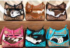 Hot Selling Hair on Cowhide Tooled Leather Crossbody Women's <b>Messenger</b> <b>Bags</b> New Floral Flap Design Large Capacity Handbags - Product Image 1