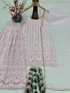 Nuevo Conjunto de Traje Sharara de Diseño Exclusivo en Georgette Sintético de Alta Calidad, Prenda Cultural de Alta Gama Confeccionada a Medida para Eventos Nupciales y Recepciones - Product Image 6