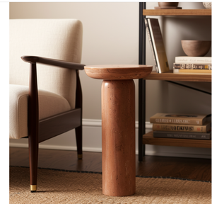 Natural Stone Console <b>Table</b> <b>Round</b> Top Pedestal <b>Side</b> <b>Table</b> Marble Accent <b>Table</b> for Entryway Living Room - Product Image 5