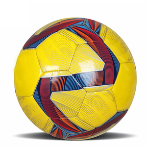 Ballon de football jaune avec motif rouge et bleu, durable, pour l'entraînement, adapté aux sports de plein air, léger, emballé et gonflé - Product Image 4