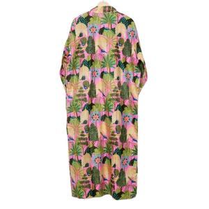 ชุดเดรสกิโมโนผ้าฝ้ายออร์แกนิกพิมพ์ลายบล็อกด้วยมือขนาดฟรีไซส์ฤดูใบไม้ผลิฤดูร้อนฤดูหนาว - Product Image 2