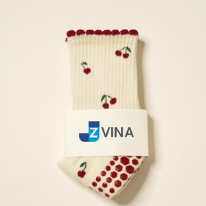 Custom Knitted Evolution Grip Non-Slip Yoga <b>Socks</b> Small Heart Anti-Slip Pilates <b>Socks</b> with Branded Crew Length for Spring Season - Product Image 1