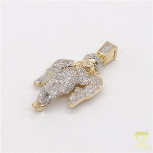 Luxury Angel Pendant With VVS Moissanite Diamonds In Yellow Gold Finish - Product Image 3