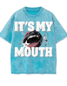 Camiseta de algodón extragrande con estampado de 'It's My Mouth' para hombre, manga corta, cuello redondo, estilo casual, diseño con logo frontal, estilo urbano para el día a día - Product Image 6