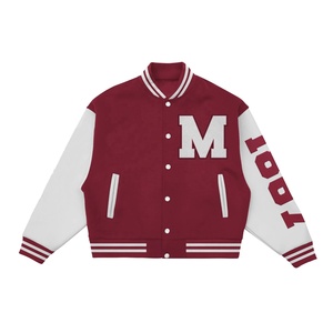 Chaqueta Varsity personalizada de invierno de alta calidad con mangas de cuero de béisbol universitario Letterman de lana chaqueta Varsity para hombres - Product Image 1