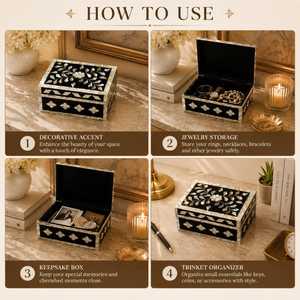Boîte à bijoux moderne de luxe en nacre, décorative, faite à la main, mosaïque, organisateur de rangement pour bijoux, vanité et intérieurs de maison - Product Image 5