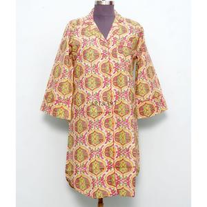 Women Bohemian Casual Dresses Handmade <b>Flower</b> Printed V-neck Long Sleeve Midi Breathable Eco-Friendly Washable Natural Waistline - Product Image 4