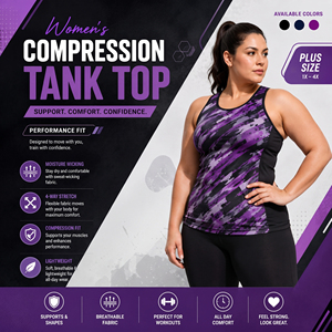 Women Fitness Tank Top Plus Size Muscle Support Compression <b>Singlet</b> Top Custom Printed Sleeveless Yoga Tee Gym Training Tank Top - Product Image 2