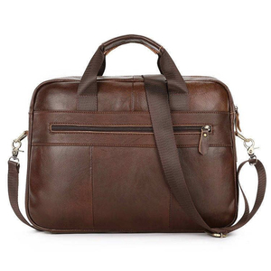 Bolsos para Portátil Unisex de Cuero Marrón, Costuras Premium, Compartimento Principal Espacioso, Estilo Casual, Cierre de Cremallera Impermeable, Panel Solar - Product Image 2