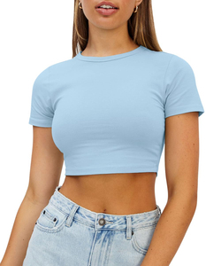 Camisetas cortas para mujer al por mayor, de alta calidad, más vendidas, de secado rápido, con el último diseño de moda. - Product Image 1