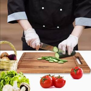 Planche à découper en bois d'acacia style chef, épaisse et stable, avec rainure pour les jus, poignée facile à transporter pour une préparation sûre et un service élégant - Product Image 2