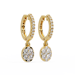 Wholesale Flower Cluster <b>Dangle</b> Huggie <b>Earring</b> Hoops 14k Pure <b>Gold</b> Round Cut Lab Grown Diamond Hoop <b>Earrings</b> Fine Jewelry Women - Product Image 2