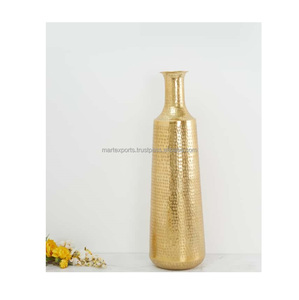 Florero de Metal de lujo hecho a mano moderno pulido oro plata cobre acabado elegante acento para el hogar Oficina boda decoración - Product Image 1