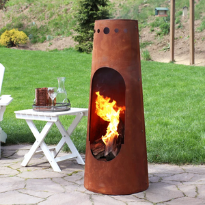 Hot Sale Rusty Outdoor Corten Steel Fire Pit Wood Burning <strong>Chimnea</strong> for Outside Backyard Patio - Product Image 3