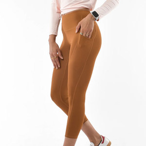 High Waist Seamless Yoga <b>Leggings</b> Women 7 8 Inch Capri <b>Workout</b> Pants <b>with</b> <b>Pocket</b> for Gym Training - Product Image 4