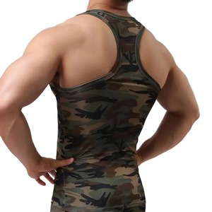 Débardeur sans manches camouflage pour homme, col rond, séchage rapide, tricoté en spandex et polyester, coupe décontractée - Product Image 3