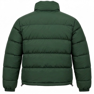 Blouson matelassé léger vert pour homme, col montant, fermeture éclair, veste d'hiver décontractée, streetwear, vêtements personnalisés - Product Image 2