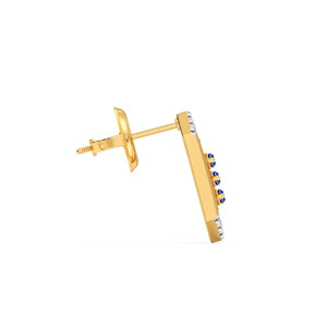 Boucles d'oreilles créoles ouvertes bleues architecturales en forme de diamant avec design à cadre angulaire - Product Image 3