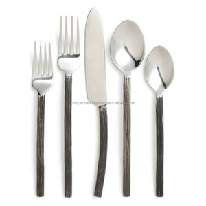 Silver <b>Black</b> Braided Handle Cutlery <b>Set</b> Stainless Steel Spoon Fork Knife Tableware Wholesale Custom Dining Home Kitchen Decors - Product Image 1