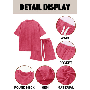 Ensemble short d'été deux pièces délavé à l'acide personnalisé pour hommes – Respirant, couleur contrastante, coupe ajustée et décontractée - Product Image 3