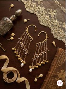 Pendientes de Aro Bohemios de Aleación Chapados en Oro con Diseño de Flores y Perlas de Imitación para Mujer, Ideales para Bodas y Fiestas - Product Image 5